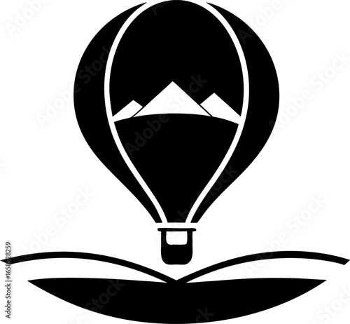 A Hot Air Balloon Over a Landscape Icon Clean Vector
