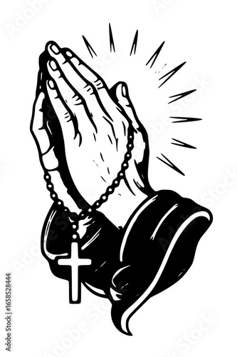 Praying hands with rosary