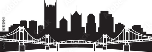 Nashville Skyline Silhouette Vector Illustration with Famous Landmarks and Cityscape Outline