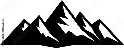 A Mountain Range Icon Clean Vector Silhouette Minimalist