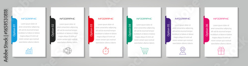 Infographic design template with place for your data - Vector illustration with icons - Modern vector for workflow layout, diagram, report, presentation, web design - 6 steps business infographic