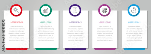 5 successive steps business data visualization timeline process infographic template design with icons -  Modern vector for workflow layout, diagram, report, web design, presentation
