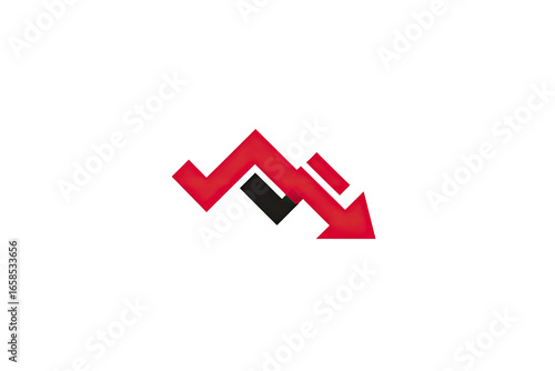 Red downward trending graph against black background. Distorted, slightly pixelated lines Free Download Red downward trending graph against black background. Distorted, slightly pixelated lines - GFXLoad