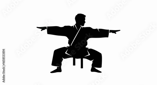 Silhouette of a Karate Practitioner in Horse Stance.