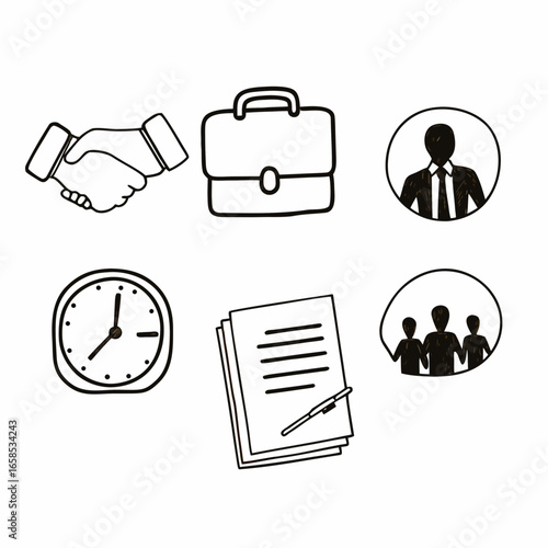 Job search and recruitment process with human resources and candidate selection isolated on white background