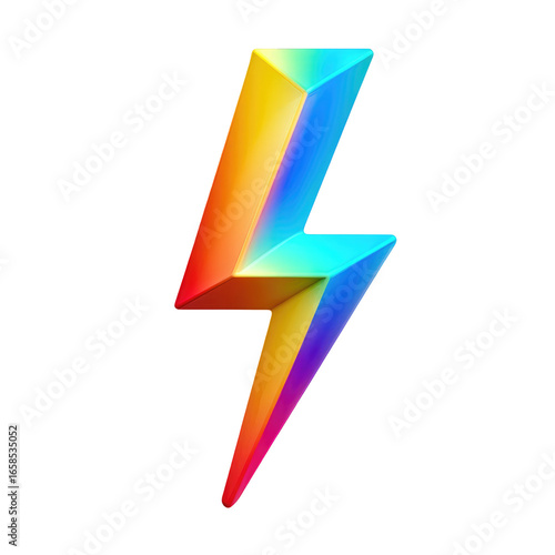 Colorful, stylized lightning bolt graphic