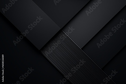 Black and gray geometric abstract background with layered diagonal shapes and subtle textured depth for minimal modern design and professional sleek style