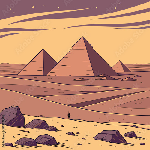 The great pyramids of giza stand tall in the vast desert landscape