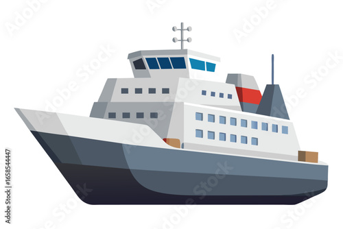 Sleek ferry boat vector illustration large passenger ship modern maritime transportation design for travel and tourism nautical adventures and sea voyages