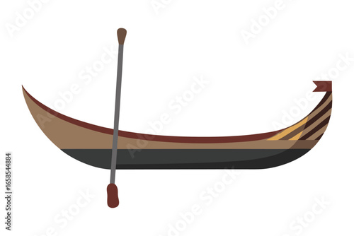Vector illustration of a traditional venetian gondola with a paddle on a white background simple style