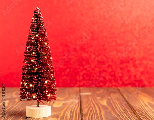 Miniature Christmas tree, red, lights