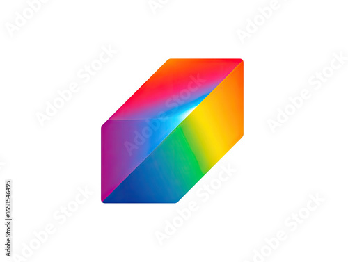 Free Download A vibrant, 3D, pixelated cube, with a rainbow gradient, set against a black background.  The cube's edges are outlined, enhancing its form - GFXLoad