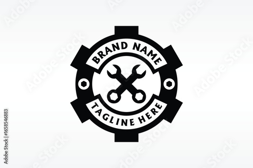 gear wrench emblem badge logo