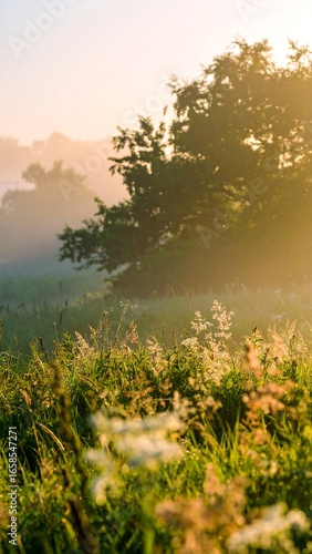 Misty morning field