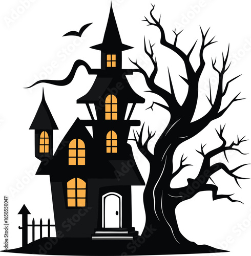 Haunted House With Crooked Windows