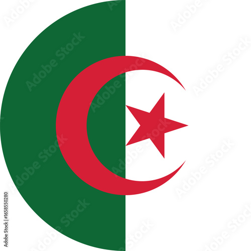 Algeria National Flag Vector, Crescent and Star Symbol, Algerian Country Emblem Illustration