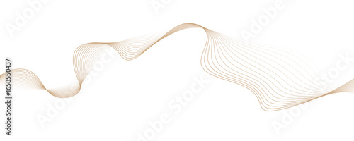 Minimal abstract background with gold color curved lines and elegant wave pattern design. Digital energy waves technology concept modern backdrop design for business, presentation, banner.