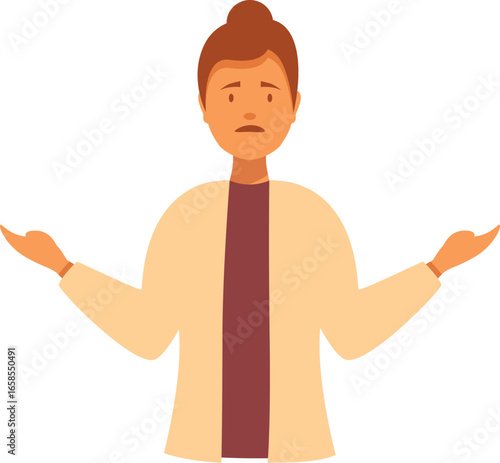 Portrait of a confused young man shrugging shoulders, making a gesture of i don't know