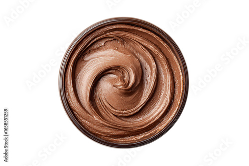Swirl of creamy chocolate hazelnut spread isolated on transparent background