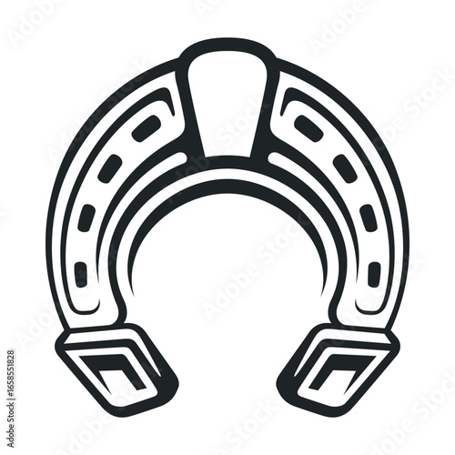 Stylized horse shoe icon representing good luck and equestrian themes, ideal for logos, crafts, and branding in animal or farm-related industries.