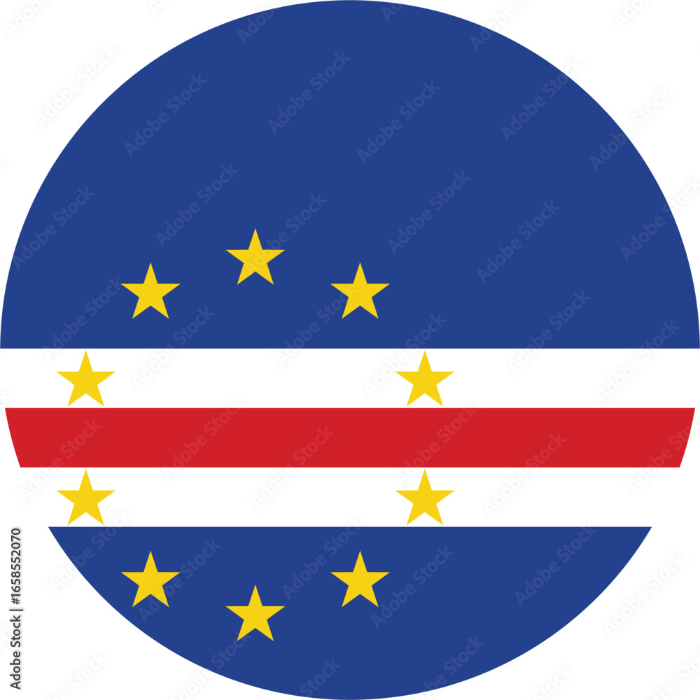 Cabo Verde National Flag circle design Vector, Blue Banner with Stars and Stripes, Flag of Cape Verde Illustration