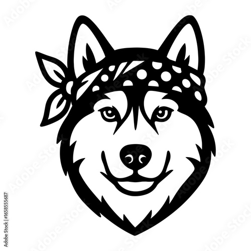 Husky with Bandana
