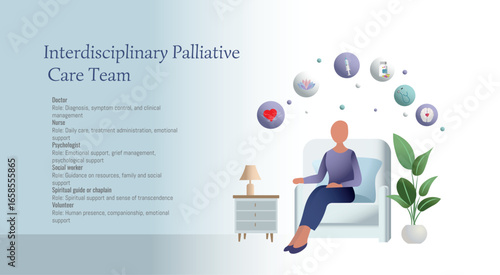 Interdisciplinary palliative care team providing holistic support to patient