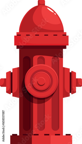 Red fire hydrant standing by, ready to provide water for extinguishing fires in urban environments