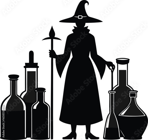 Witch Standing With Broom