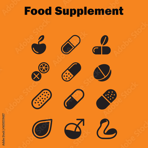 Food supplement icon set 