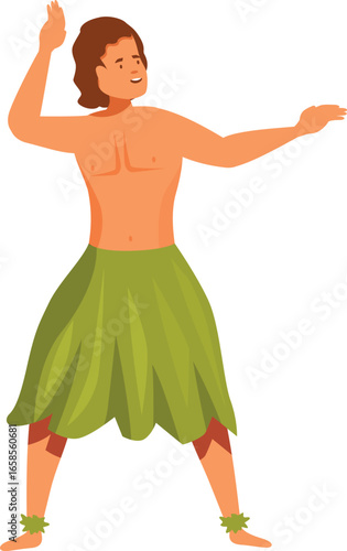 Energetic polynesian dancer performing a traditional hula dance, showcasing the vibrant culture of the pacific islands