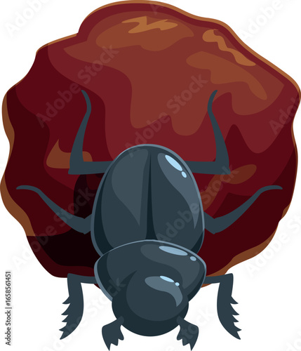 Dung beetle pushing a ball of dung through the desert, illustrating its unique behavior and ecological role