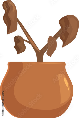Dry plant in flowerpot representing lack of care, neglect, and forgotten responsibilities