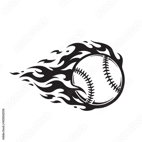 Baseball on fire vector graphic illustration for sports and team related designs