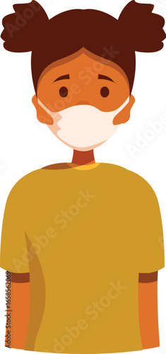 Portrait of a young african american girl wearing a protective face mask, promoting health and safety measures