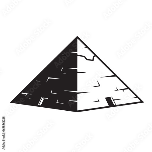 Black and white ancient egyptian pyramid illustration representing history and architecture