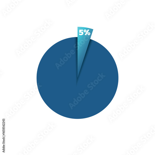 5 percent pie chart. Isolated symbol. Vector gradient element. Infographic sign. Illustration, icon for business, finance, report, web design, download, presentation