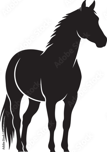 Black stallion running, a vector illustration of a horse silhouette isolated on a white background