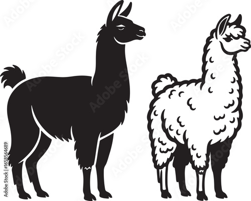 illustration of a goat and illustration of a donkey and a goat