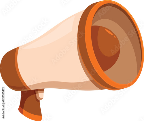 Cartoon megaphone amplifying announcements, delivering loud messages for marketing and public events