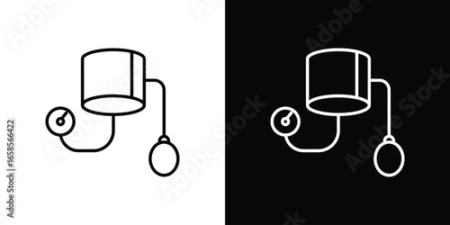 Sphygmomanometer Icon Illustration Isolated on White and Black Backgrounds