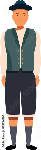 Young man wearing traditional bavarian costume, smiling