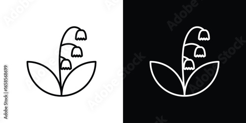 Lily of the Valley Line Art, Isolated on White Background