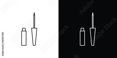 Eyeliner Bottle and Applicator, Isolated on White Background