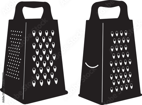Two black kitchen graters in silhouette