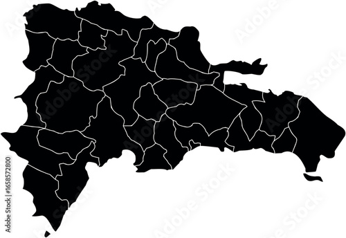 Simple Outline Map of Dominican Republic with Province Vector Illustration 