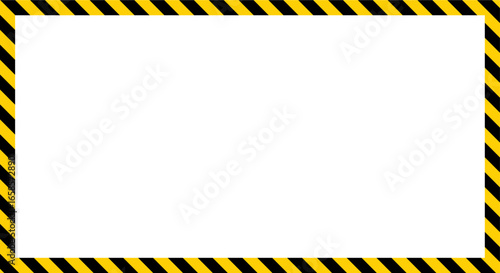 Yellow and black striped caution border frame rectangle used for warning signs, safety notice, industrial hazard prevention, construction area signage, and emergency alert concepts
