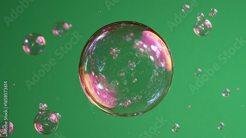 pink bubble isolated on green screen