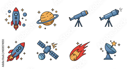 Space exploration objects and telescopes for astronomy and research purposes