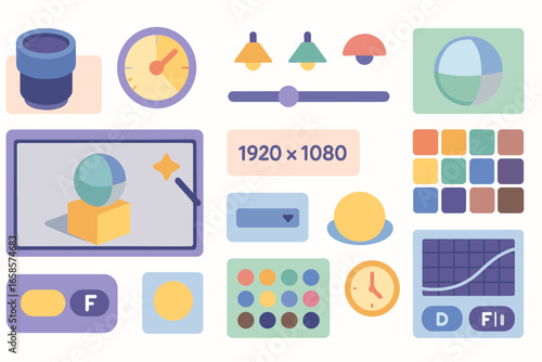 User interface icon set. flat ui, ux elements icons for web design